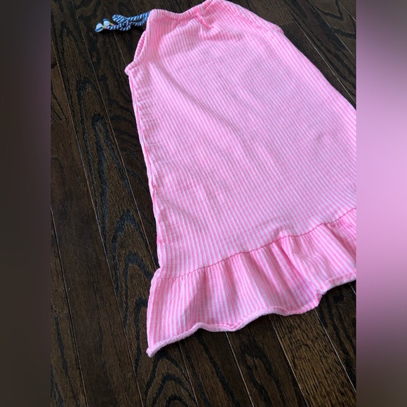 Vince Camuto Girls 6X Woven Cotton Pink/White Striped Halter Ruffled Hem Dress - Picture 2 of 9